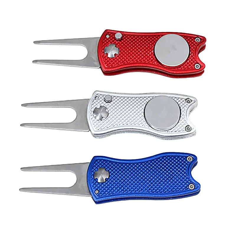 Foldable Golf Divot Tool with Golf Ball  Tool Pitch Groove Cleaner Golf Training Aids Golf Accessories Putting Green Fork