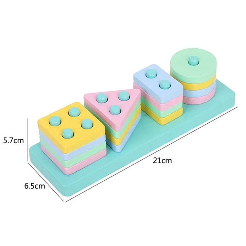Montessori Wooden Color & Shape Matching Building Blocks