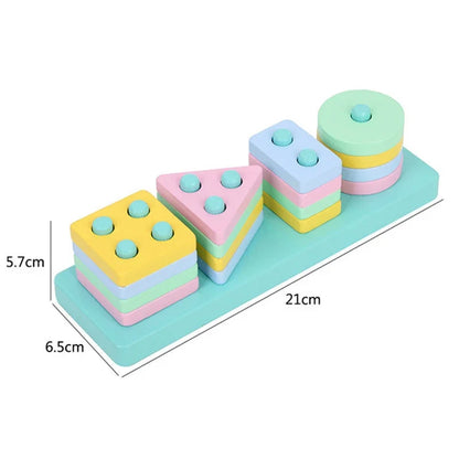 Montessori Wooden Color & Shape Matching Building Blocks