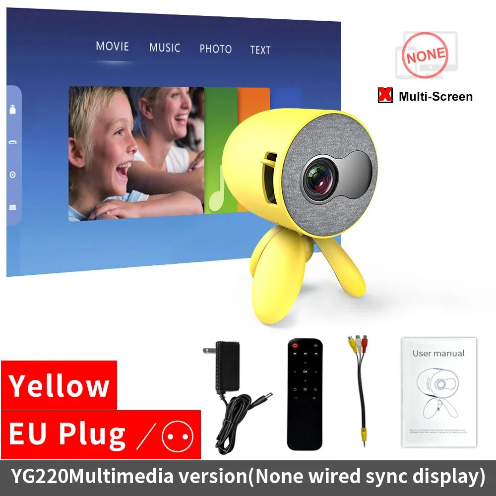 LEJIADA YG220 Mini Projector 3.5mm Audio Phone with screen Update Version Portable Pocket Cute Projector Video Player Kids Gift