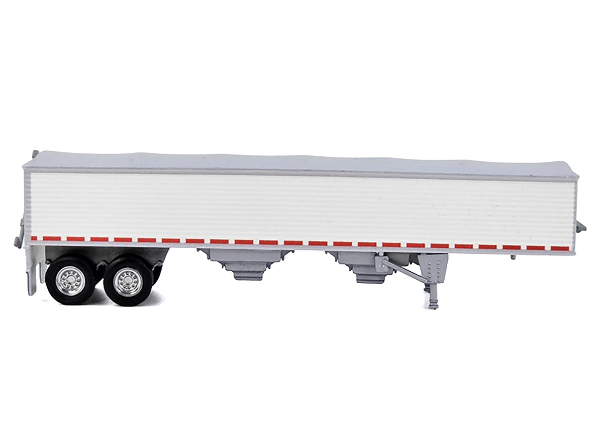 Covered Grain Trailer White with Silver Tarp 1/87 (HO) Plastic Model Car by HO Logistics