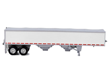 Covered Grain Trailer White with Silver Tarp 1/87 (HO) Plastic Model Car by HO Logistics