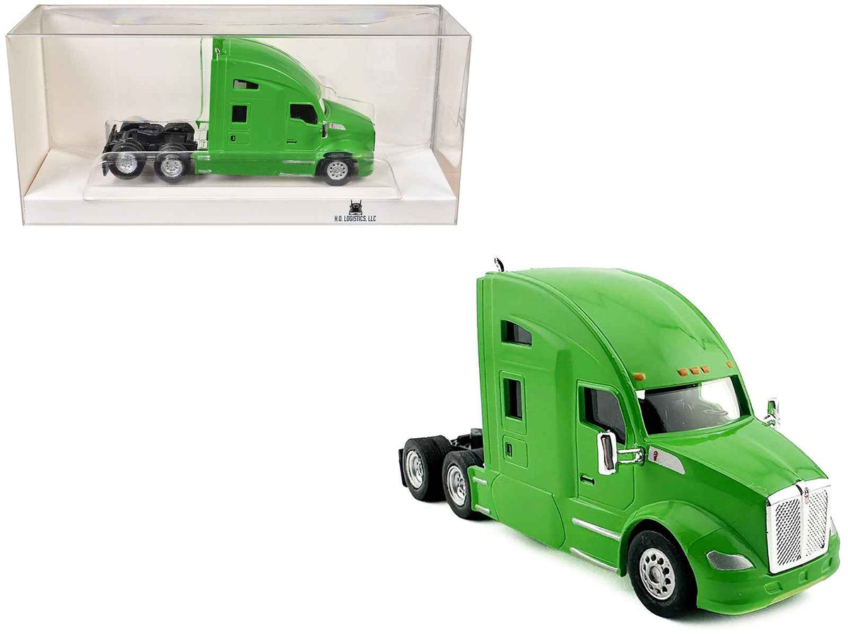 Kenworth T680 Sleeper Cab Lime Green 1/87 (HO) Plastic Model Car by HO Logistics