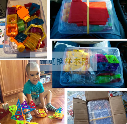 Mini Magnetic Tiles Travel Building Set with Metal Storage Box