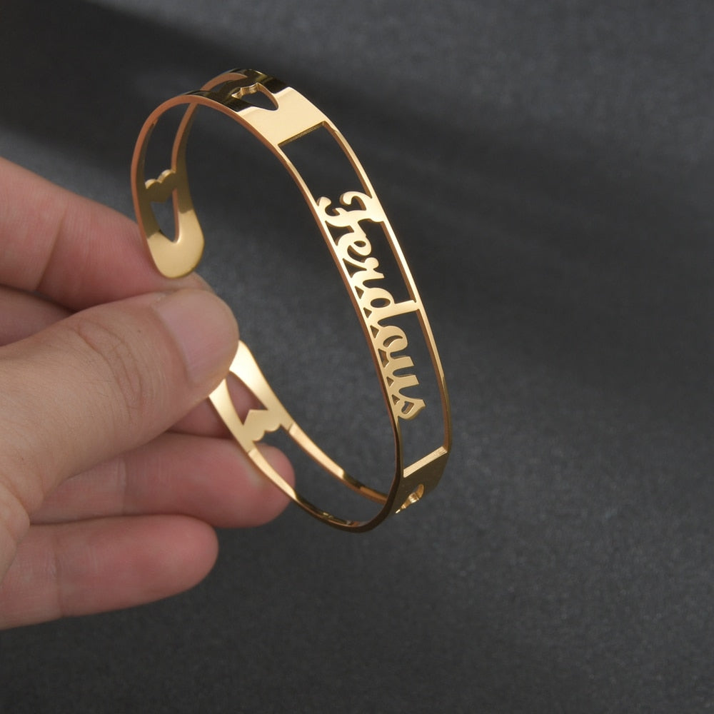 Customized Letter Name Bracelet Bangles for Women Men Chrismas Jewelry Gift
