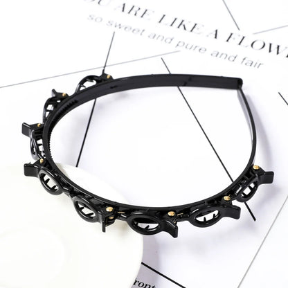 Double Layer Braided Pearl Headband for Women