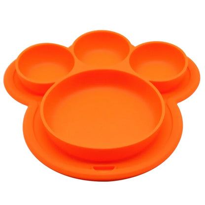 Kids Food-grade Silicone Home Dinner Dish Baby Plate Tableware Bear Paw Shape Children Training Cartoon Bowls Suction Toddler