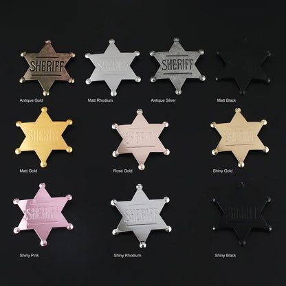 Sheriff Badge Brooch Metal Deputy Star Costume Pin