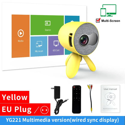 LEJIADA YG220 Mini Projector 3.5mm Audio Phone with screen Update Version Portable Pocket Cute Projector Video Player Kids Gift