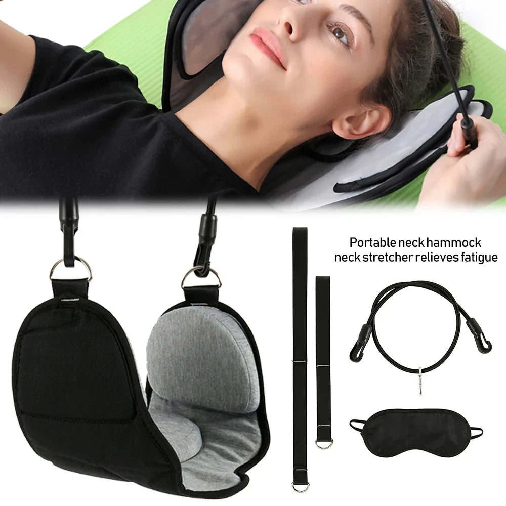Portable Adults Neck Hammock Set Office Neck Rest Stretcher Relieves Travel Memory Foam Pillow + Mask Accessories Neck Hammock
