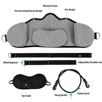 Portable Adults Neck Hammock Set Office Neck Rest Stretcher Relieves Travel Memory Foam Pillow + Mask Accessories Neck Hammock