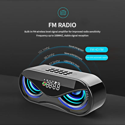 M6 Cool Owl Design Bluetooth Speaker LED Flash Wireless Loudspeaker FM Radio Alarm Clock TF Card Support Select Songs By Number