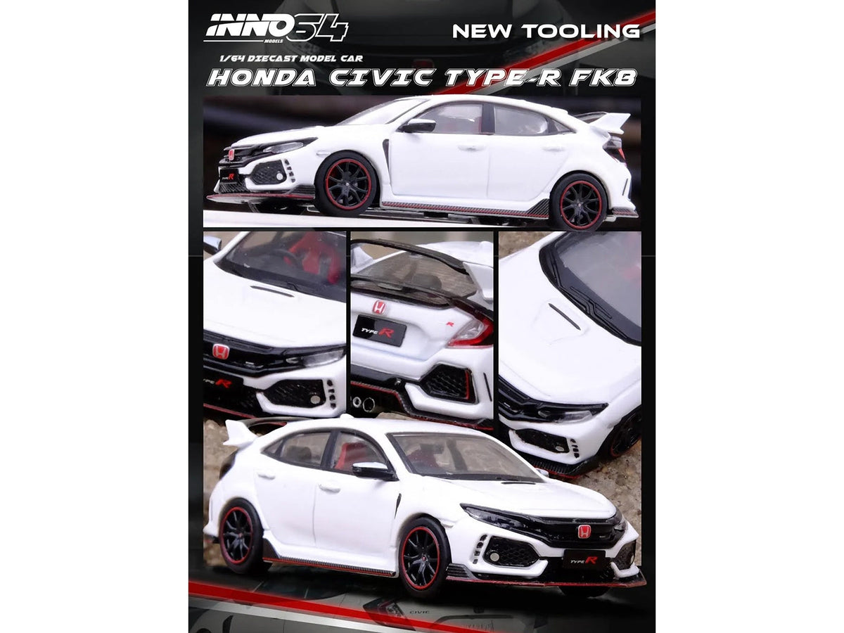 Honda Civic Type R (FK8) RHD (Right Hand Drive) White 1/64 Diecast Model Car by Inno Models