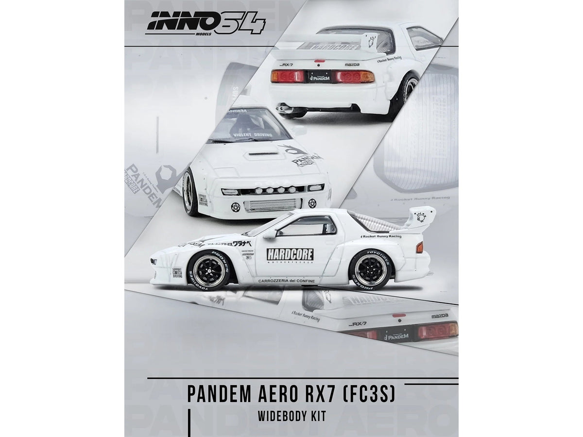 Mazda RX7 (FC3S) "Pandem Aero" Widebody Kit White with Graphics 1/64 Diecast Model Car by Inno Models