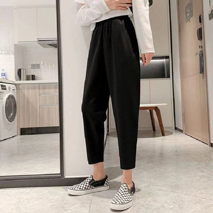Slimming Spring And Summer Black Casual Pants