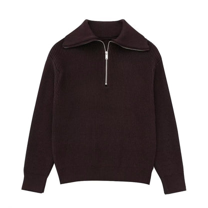Casual All-match Open Collar Wool Sweater