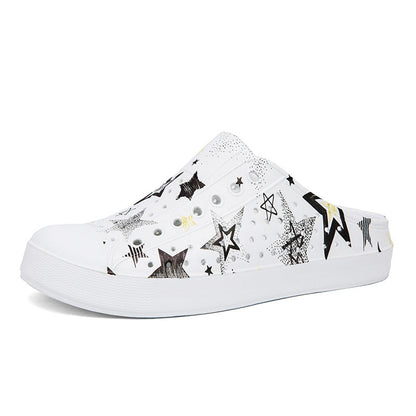 Beach Hole Shoes Color Printing Half Slippers