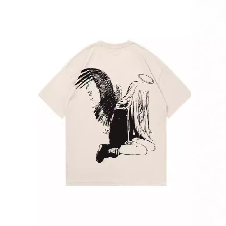 Hip Hop Men's Cartoon Angel Wings T-shirt