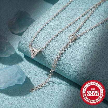 S925 Sterling Silver Triangle Diamond Short Necklace