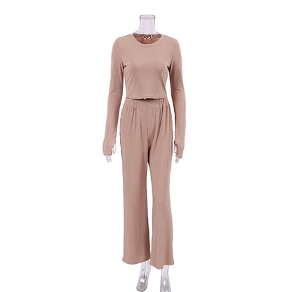 Long-Sleeve Pajamas Short Trousers Set