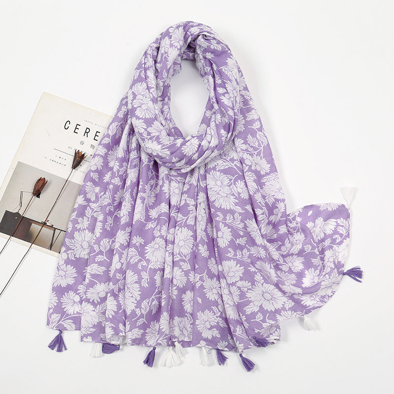 Little Flower Twill Cotton Scarf Shawl