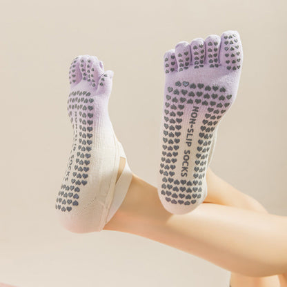 Hanging Dyed Yoga Socks Non-slip Women's Five Fingers