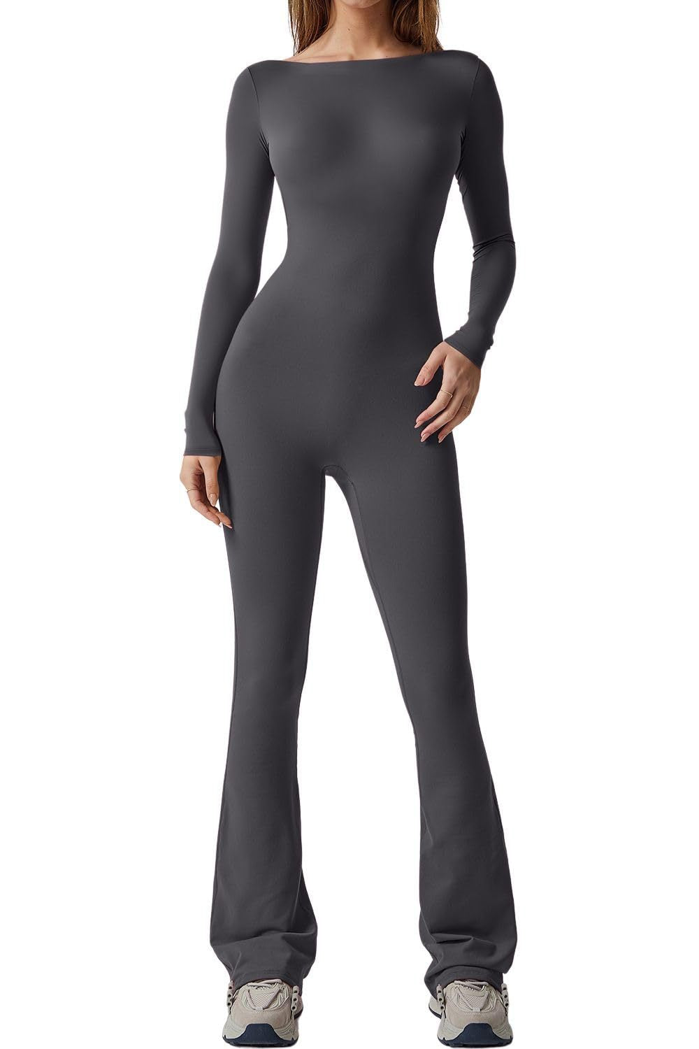 Women's Solid Color Long Sleeve Jumpsuit