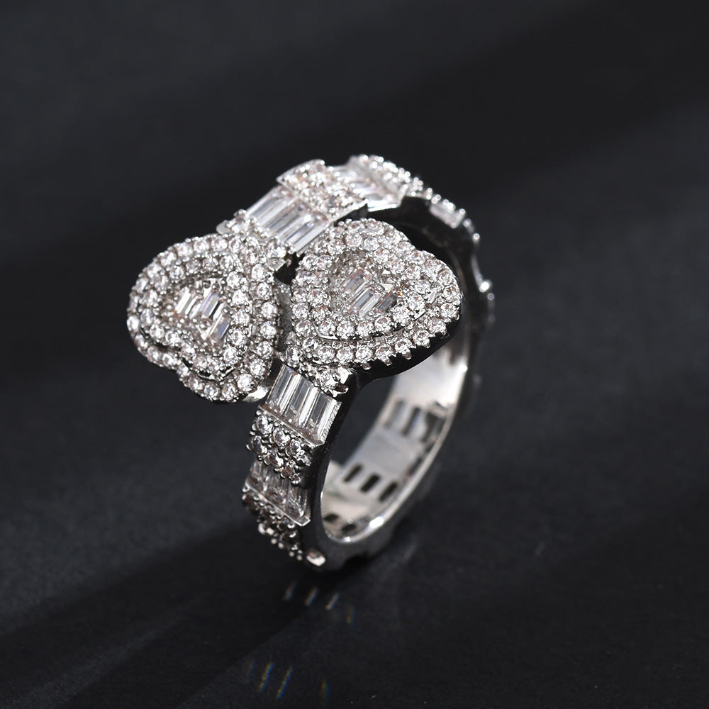 Copper Zircon Heart-shaped Irregular Ring