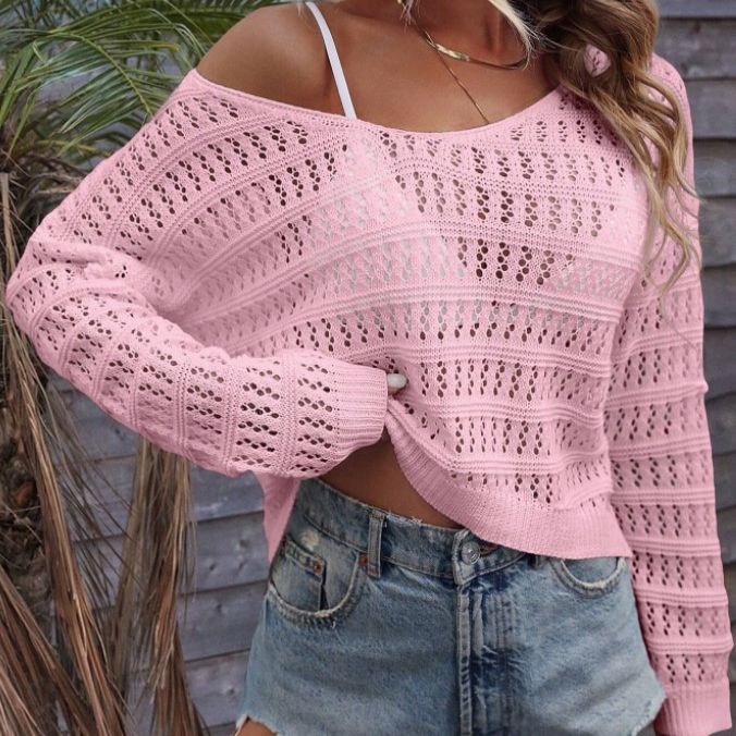 Women's Hollow Out Outer Match Knitted Sweater