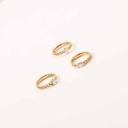 Gold Plated Titanium Steel Zircon Chain Ring