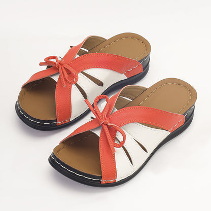 Plus Size Hollow Fish Mouth Wedge Slippers