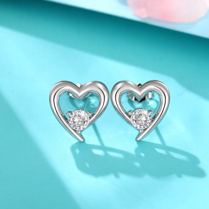 Hollow Heart Ear Studs Female Simple And Compact