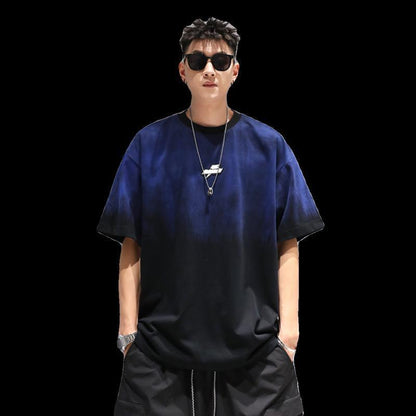 Plus Size Gradient T-shirt Men's Loose Short Sleeve