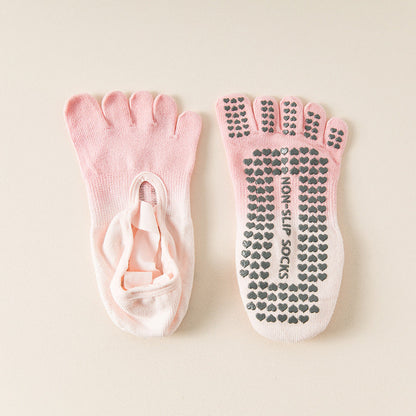 Hanging Dyed Yoga Socks Non-slip Women's Five Fingers