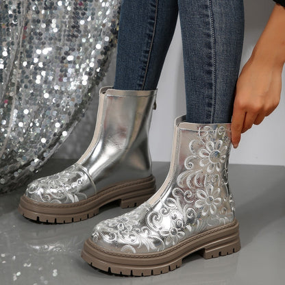 Embroidered Plus Size Fashion Boots
