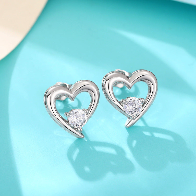 Hollow Heart Ear Studs Female Simple And Compact