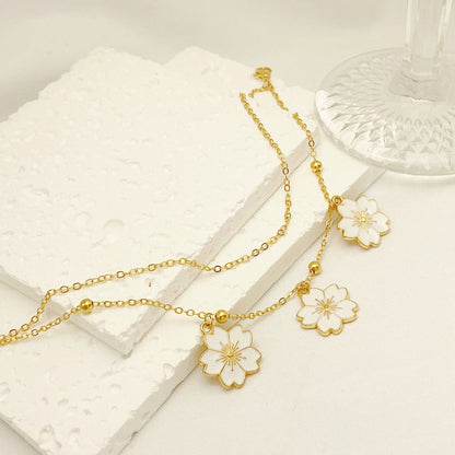 Double-layer Oil-spot Glaze Flowers Anklet