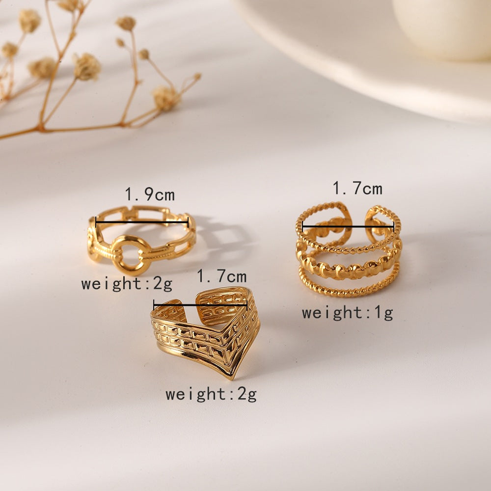 Gold V-shaped O-shaped Hollow Ring Suit