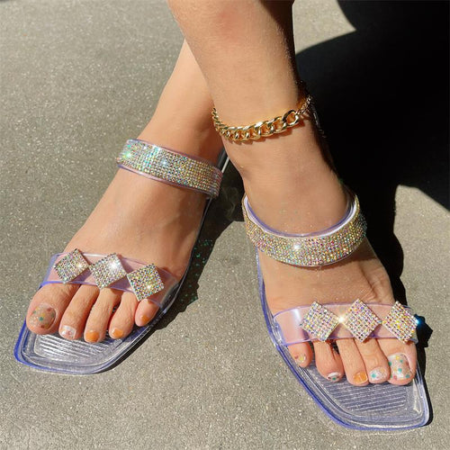 Square Toe Light Diamond Sandals