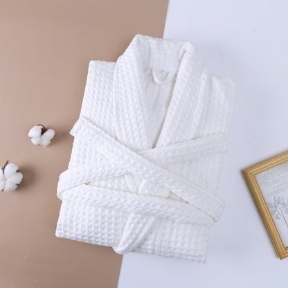 Cotton Double Waffle Unisex Long Robe