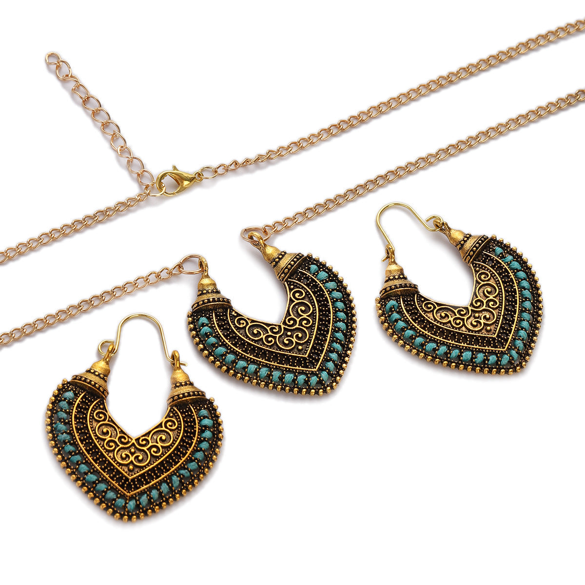 Colored Rope Earrings Necklace Set