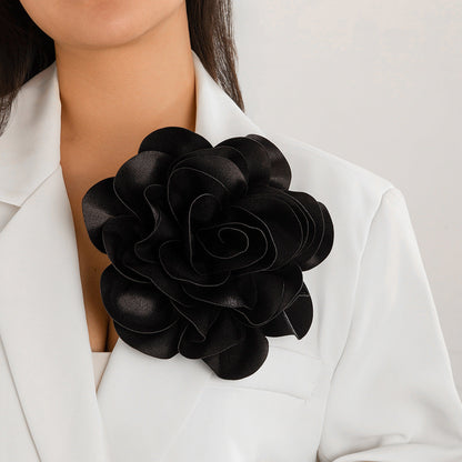 Fabric Exaggerated Large Flower Brooch