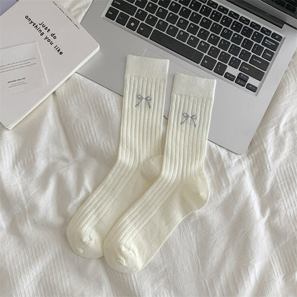 Cute Girl Bow Tube Socks Hollow Bunching Socks