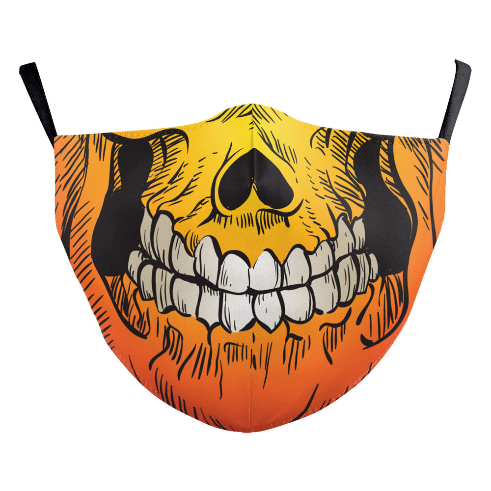 Digital Printing Halloween Funny Face Skull Double-layer Mask