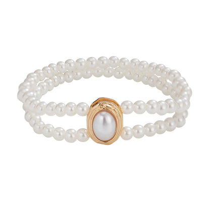 Vintage Elastic Double-layer Pearl Anklet Banquet