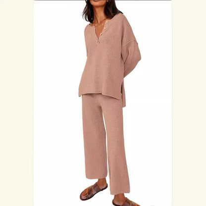 Solid Color Loose Leisure Two-Piece Set