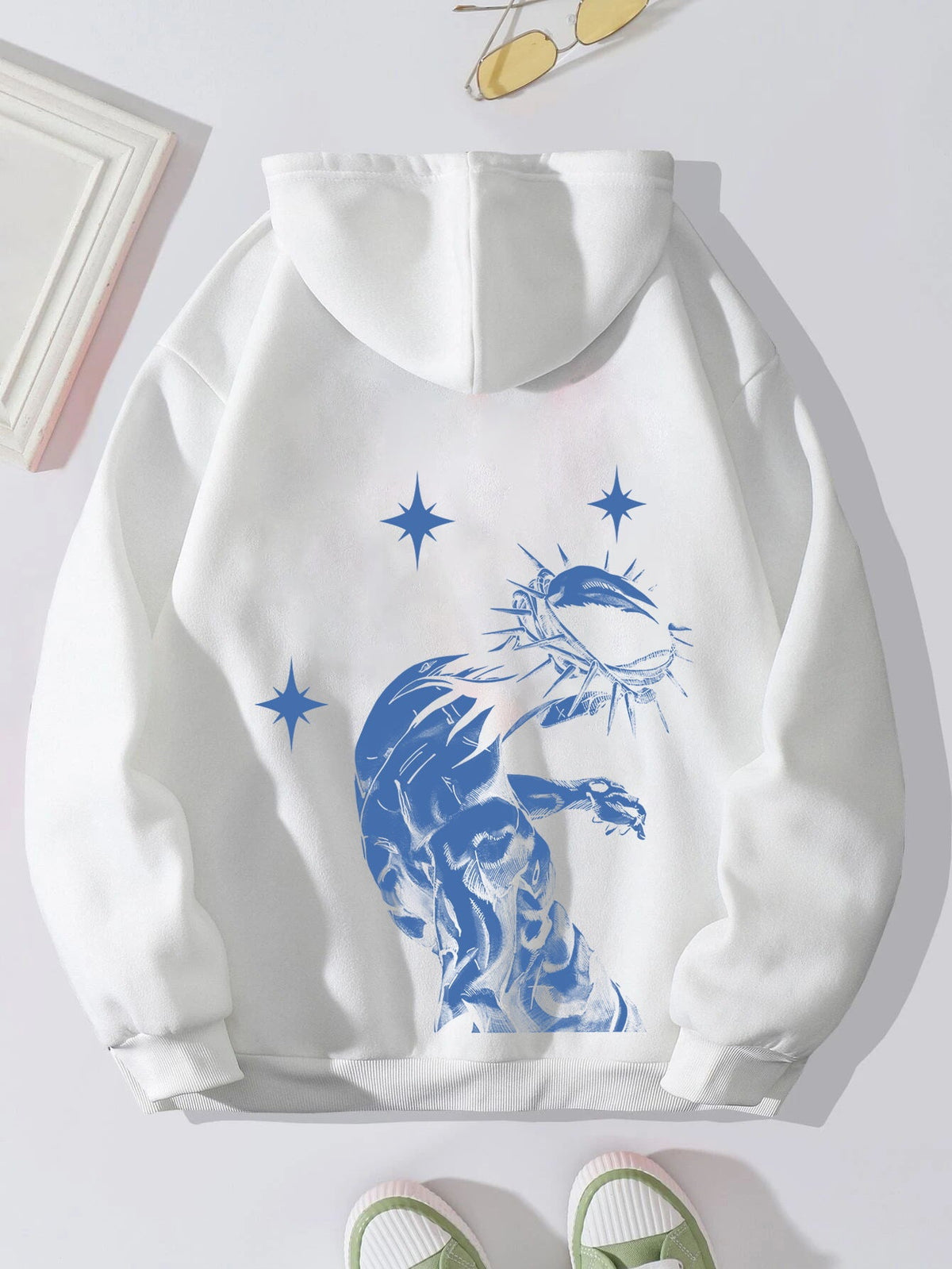 Women's Brushed Hoody Plain Letter Jesus Print