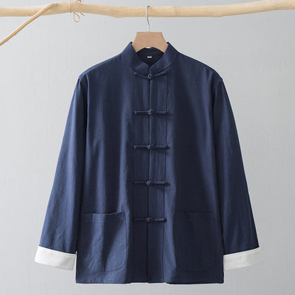 Cotton Linen Coat Vintage Top For Men