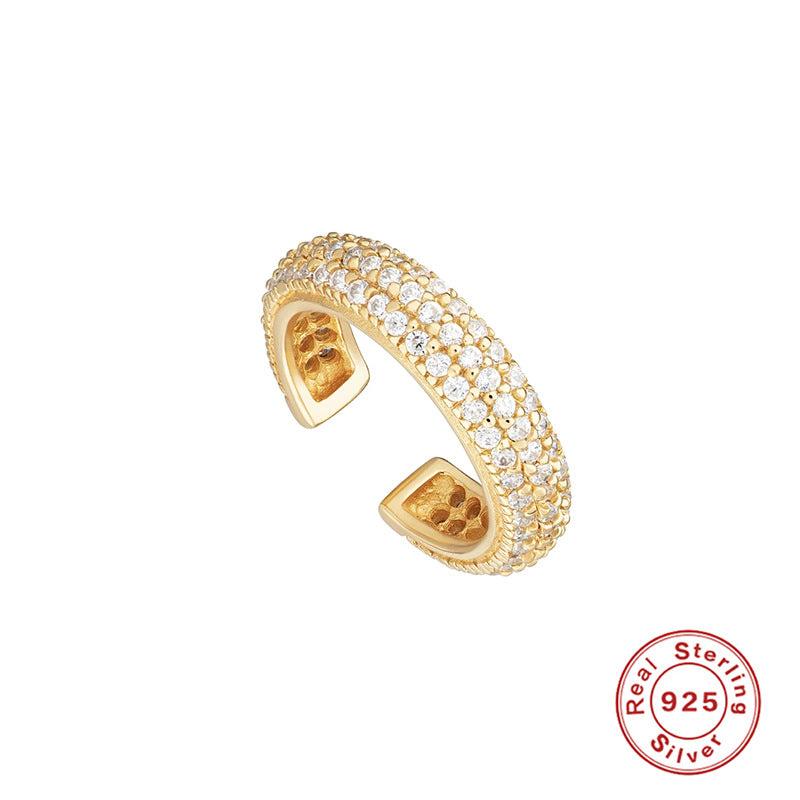 S925 Three-Row Stone Single Earring