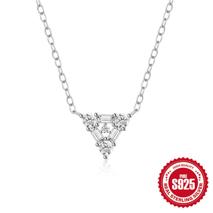 S925 Sterling Silver Triangle Diamond Short Necklace